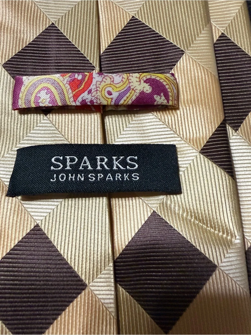 Men's Checked Gold and Brown Silk-Feel Tie